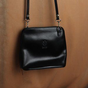 Vera Pelle Small shoulder and cross body bag Made in Italy, BLACK